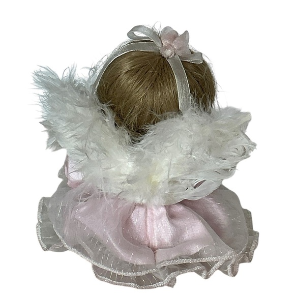 Geppeddo Vintage Porcelain Angel Doll Detachable Wings Pink Satin Dress 8” - Picture 6 of 16
